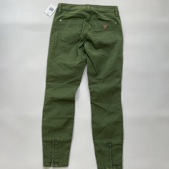 Guess Women’s Athletic Zip Skinny Jean In Olive Ankle Zip Cropped Leg Size 27 - Picture 8 of 13